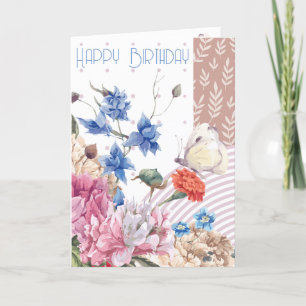 Fabulous Floral & Patchwork Birthday Card