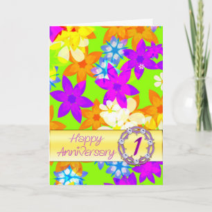 Fabulous flowers 1st anniversary for a couple card