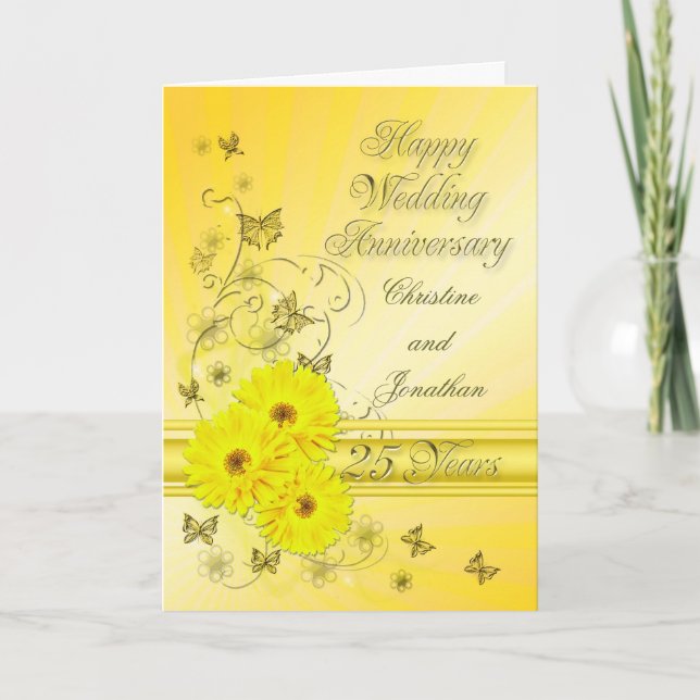 Fabulous flowers 25th anniversary for a couple card (Front)