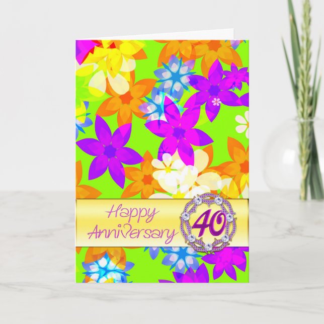 Fabulous flowers 40th anniversary for spouse card (Front)