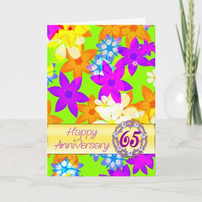 Fabulous flowers 65th anniversary for spouse card (Front)