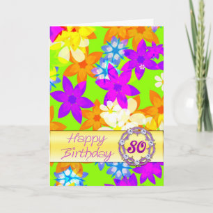 Fabulous flowers 80th birthday card
