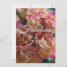 Fabulous Forty Roses 40th Birthday Invitation