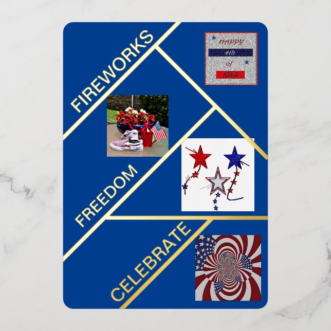 "Fabulous Fourth Wishes" flat Foil card (Front)