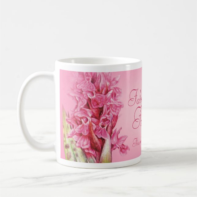 "Fabulous Friend" pink orchid thanks mug (Left)