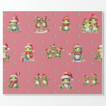 Fabulous Frogs Christmas Holiday Lt Red Wrapping Wrapping Paper<br><div class="desc">Fun frogs holiday wrapping paper will entertain and delight anyone you gift it to! Amusing, quality wrapping paper will be your favourite. Look for our amazing Frog Rock Band set of three flat sheets and rolled wrapping papers to match! Plus, any animal-themed products sold from the Paws Charming shop help...</div>