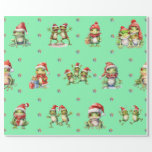 Fabulous Frogs Christmas Holiday on Green Wrapping Wrapping Paper<br><div class="desc">Fun frogs holiday wrapping paper will entertain and delight anyone you gift it to! Amusing, quality wrapping paper will be your favourite. Look for our amazing Frog Rock Band set of three flat sheets and rolled wrapping papers to match! Plus, any animal-themed products sold from the Paws Charming shop help...</div>