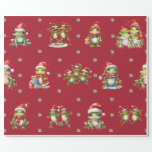 Fabulous Frogs Christmas Holiday on Red Wrapping Wrapping Paper<br><div class="desc">Fun frogs holiday wrapping paper will entertain and delight anyone you gift it to! Amusing, quality wrapping paper will be your favourite. Look for our amazing Frog Rock Band set of three flat sheets and rolled wrapping papers to match! Plus, any animal-themed products sold from the Paws Charming shop help...</div>