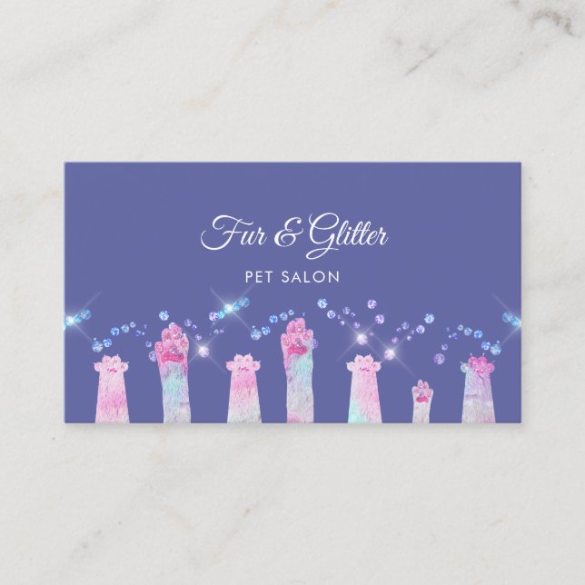 fabulous furry paws and faux glitter business card (Front)
