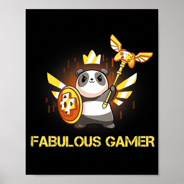 Fabulous Gamer Funny Panda Gamer Video Game  Poster (Front)