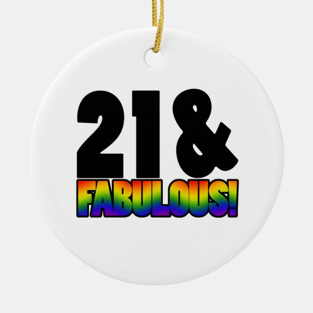Fabulous Gay 21st Birthday Ceramic Tree Decoration (Front)