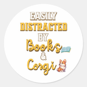 Fabulous gift for those who love books and corgi Classic Round Sticker