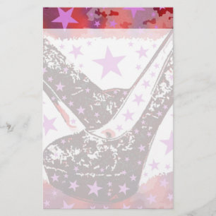 Fabulous Glamourous Pink Purple High Heels Stars Stationery