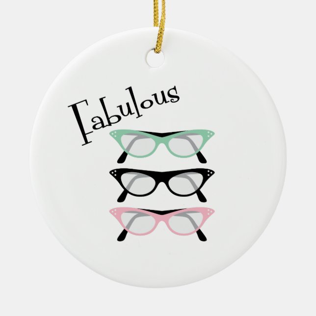 Fabulous Glasses Ceramic Tree Decoration (Front)