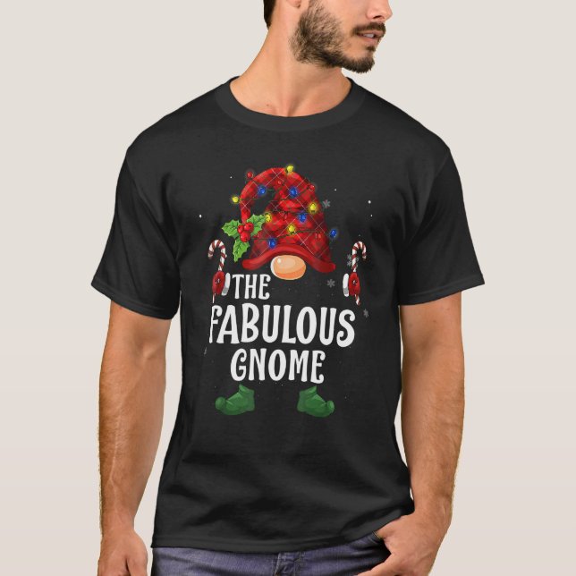 Fabulous Gnome Buffalo Plaid Matching Family Chris T-Shirt (Front)