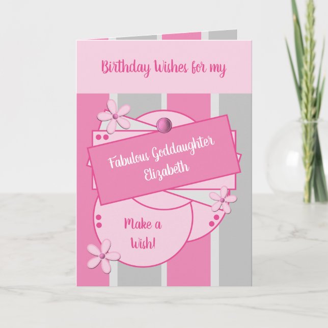 Fabulous Goddaughter Birthday wishes pink Card (Front)