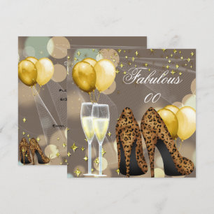 Fabulous Gold Beige Leopard Champagne Party Invitation