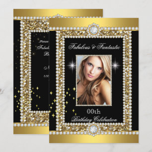 Fabulous Gold Black Glamour Hollywood Diamond Invitation