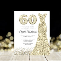 Fabulous Gold Budget 60th Birthday Party Invite