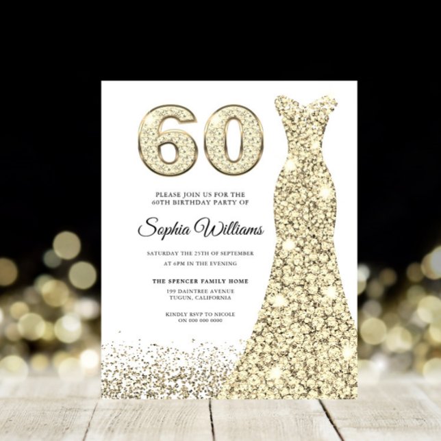 Fabulous Gold Budget 60th Birthday Party Invite (Creator Uploaded)