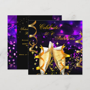 Fabulous Gold Lights Champagne Birthday Party Invitation