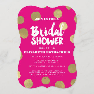 Fabulous Gold Polka Dot Bridal Shower Invitation