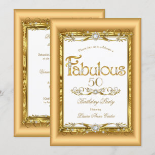 Fabulous Gold White Diamond Birthday Party Invitation