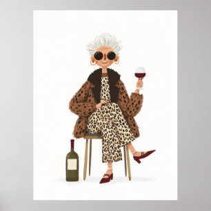 Fabulous Grandma in Leopard Style Poster