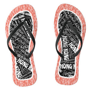 Fabulous Hong Kong Flag Colours Patriotic Flip Flops