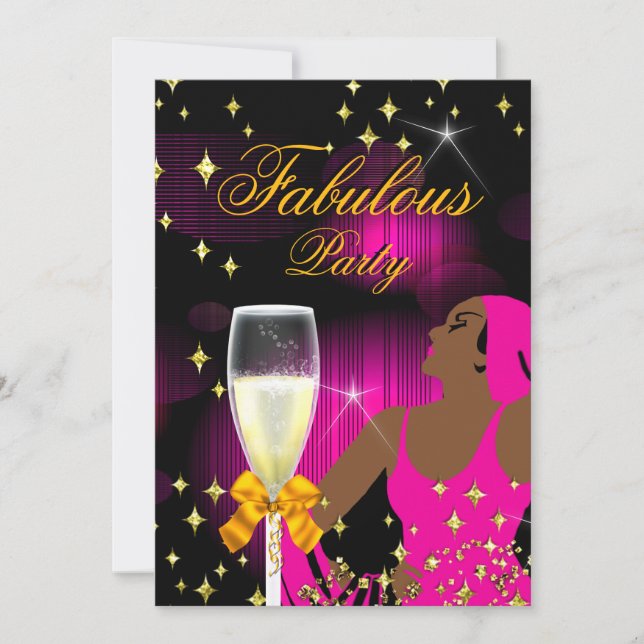 Fabulous Hot Pink Glitter Diva Birthday Party Invitation (Front)