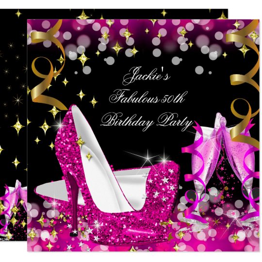Fabulous Hot Pink Glitter High Heel 50th Birthday ...