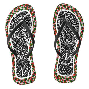 Fabulous Kenya Flag Colours Patriotic Flip Flops