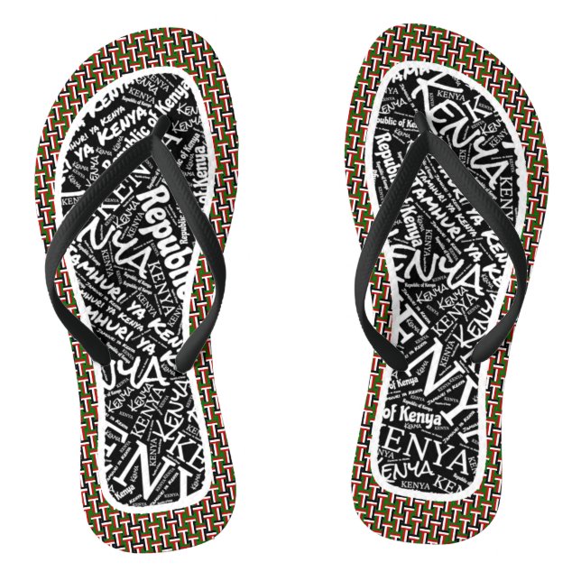 Fabulous Kenya Flag Colours Patriotic Flip Flops (Footbed)