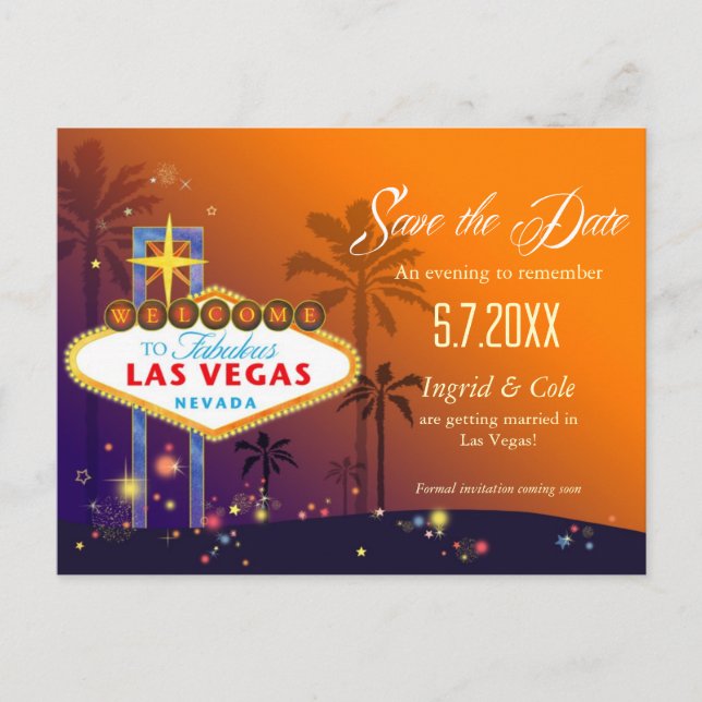 Fabulous Las Vegas Wedding Save the Date Announcement Postcard (Front)
