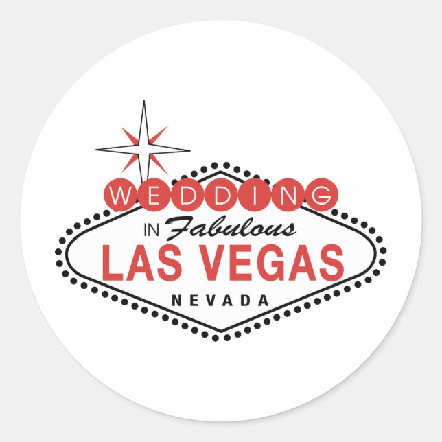 Fabulous Las Vegas Wedding Template Customisable Classic Round Sticker (Front)