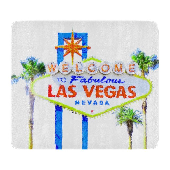 Fabulous Las Vegas Welcome Sign Cutting Board (Front)