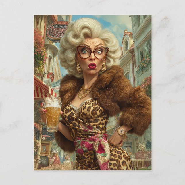 Fabulous Leopard Lady Attitude Postcard (Front)