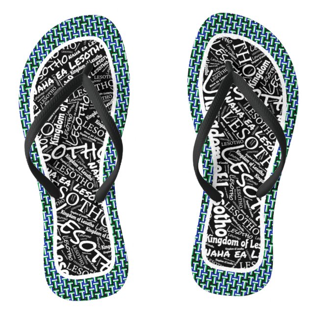 Fabulous Lesotho Flag Colours Patriotic Flip Flops (Footbed)