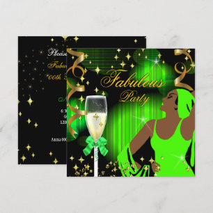 Fabulous Lime Green Glitter Diva Birthday Invitation