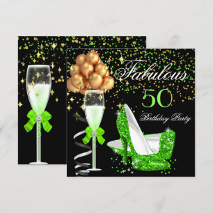 Fabulous Lime Heels Gold Black Birthday Party Invitation