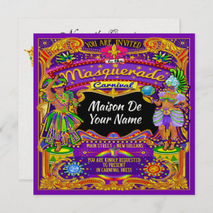 FABULOUS Masquerade Mardi Gras Carnival Invitation