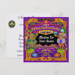 FABULOUS Masquerade Mardi Gras Carnival Invitation