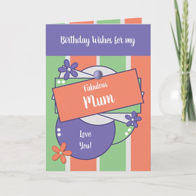 Fabulous Mum Birthday wishes green Card (Front)