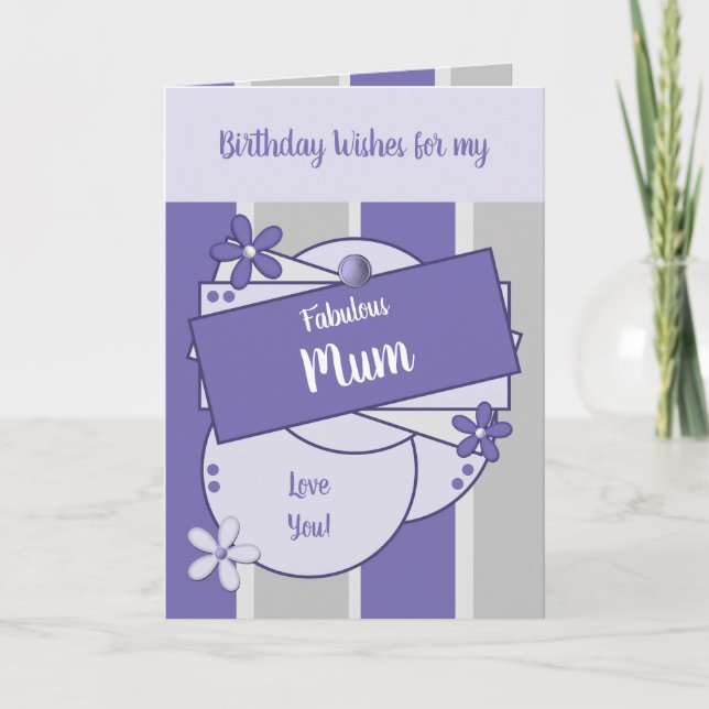 Fabulous Mum Birthday wishes purple Card (Front)