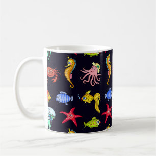 Fabulous nautical pattern with a fun orange sea ho coffee mug