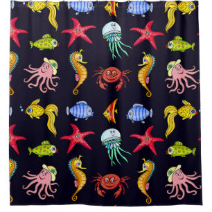 Fabulous nautical pattern with a fun orange sea ho shower curtain