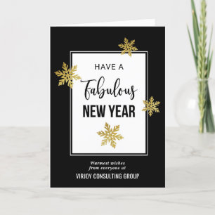 Fabulous New Year Festive Gold Snowflakes Photo Holiday Card