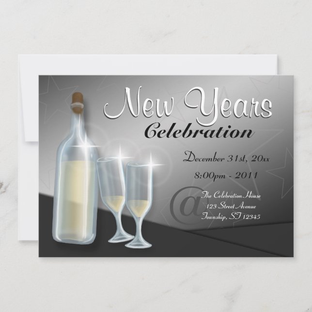 Fabulous New Years Champagne Invitations (Front)