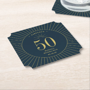 Fabulous Number Birthday Party Wedding Anniversary Paper Coaster