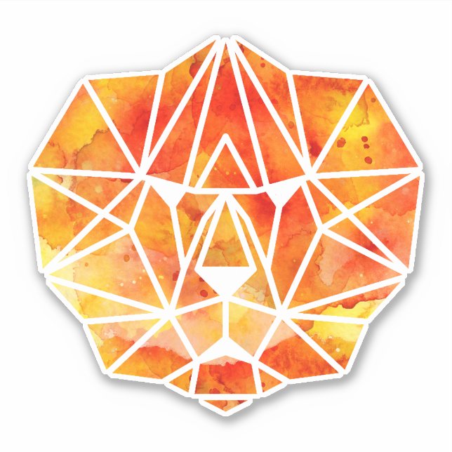 Fabulous Orange Watercolor Geometric Lion (Front)